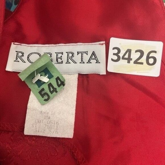 Vintage Roberta Red Floral Holiday Cocktail Party Mini Dress Women Size 5/6 - Picture 2 of 11